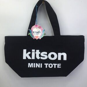 New with tag Kitson LA Mini Tote Black Canvas with Heart Authentic